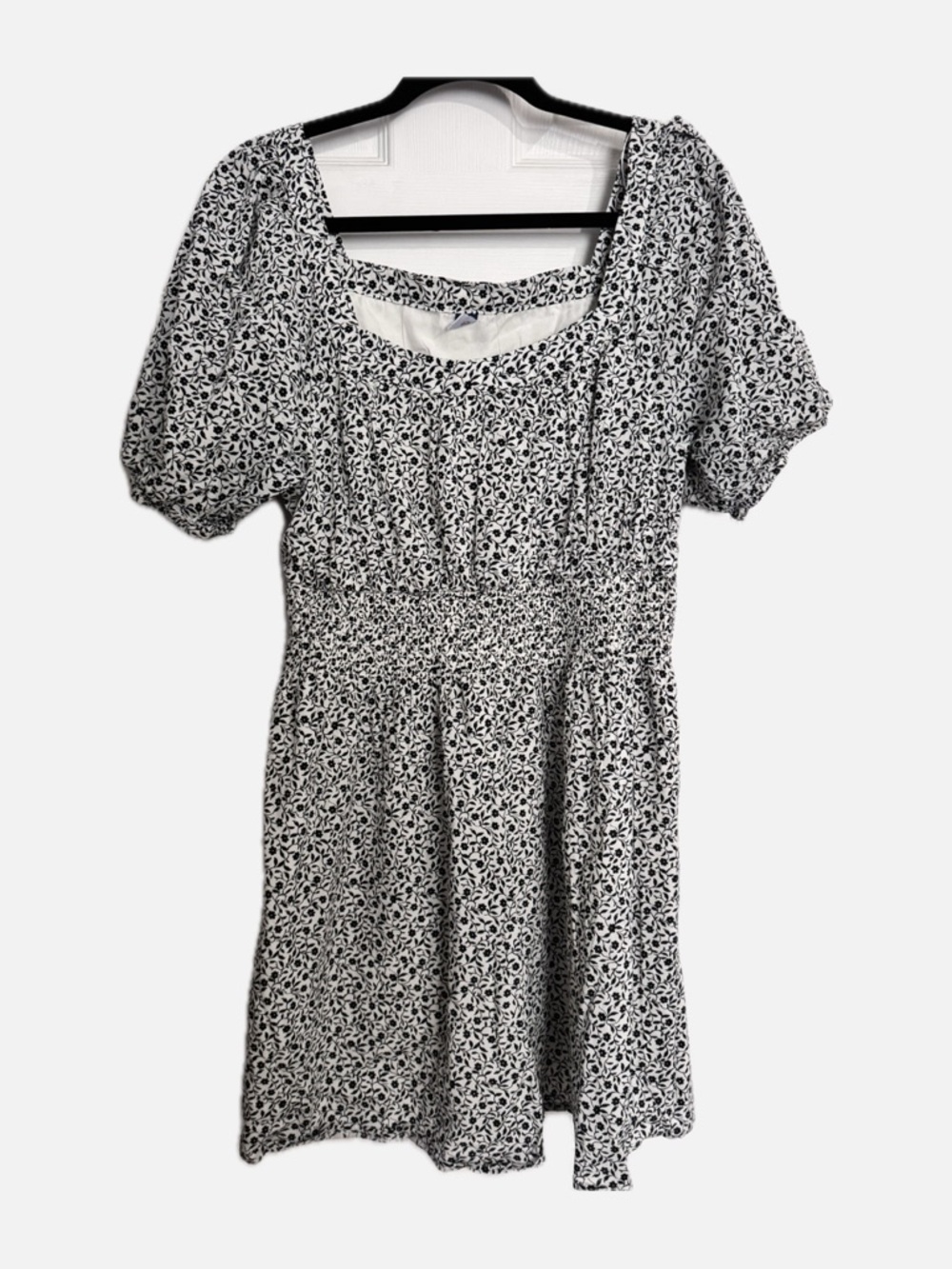 Old Navy Black and White Floral Square-Neck Mini Dress